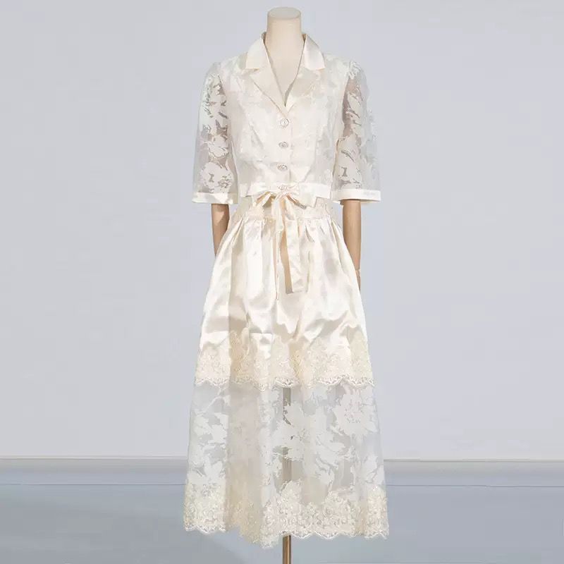 Moonlight Lace – Satin & Lace Midi Dress