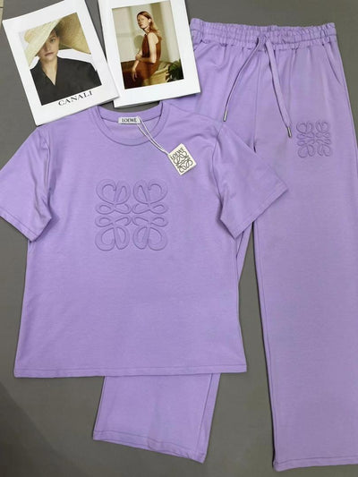 Lilac Ease – Embossed Logo Lounge Set