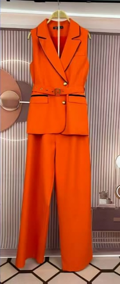 Scarlet Boss – Sleeveless Belted Pantsuit Set