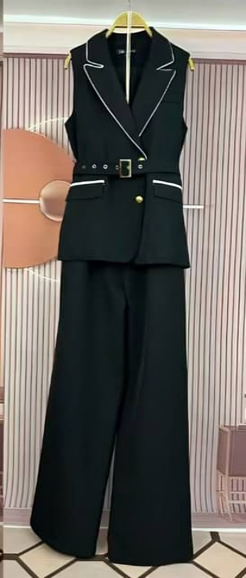 Scarlet Boss – Sleeveless Belted Pantsuit Set