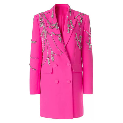 Crystal Embellished Double-Breasted Blazer Dress