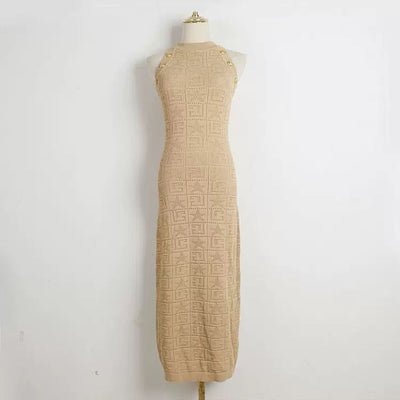 Sculpted Grace – Sleeveless Knit Bodycon Midi Dress